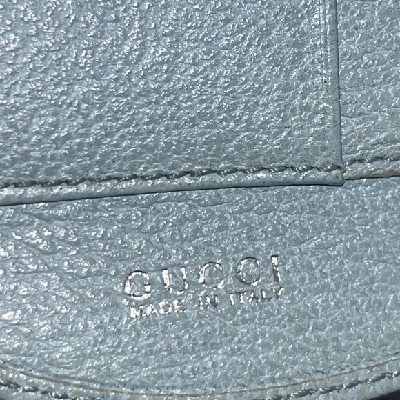 RARE Vintage GUCCI TWIN FOLDED WALLET NAVI LEATHER Light Blue Color - Picture 7 of 16
